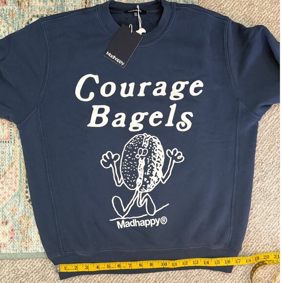 Madhappy Unisex Crewneck Sweatshirt, Sold Out Courage Bagels LA collab Size XS - Picture 7 of 8